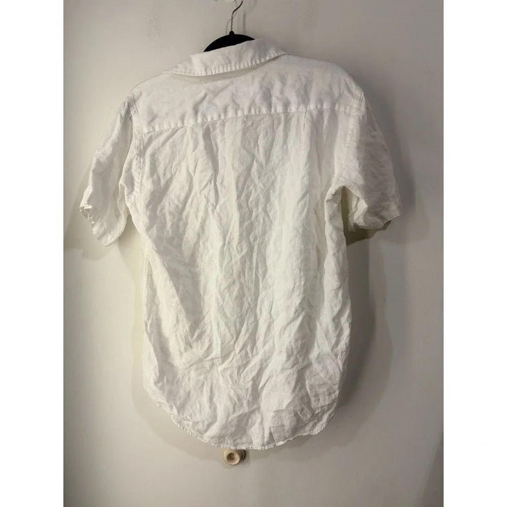 Brooks Brothers Irish Linen Shirt Mens Small White Short Sleeve Button Up